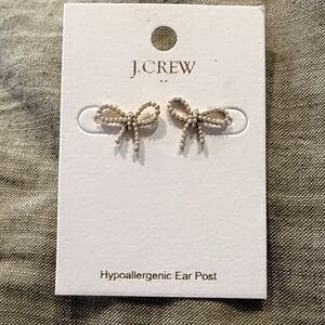 J. Crew Cream Bow Earrings